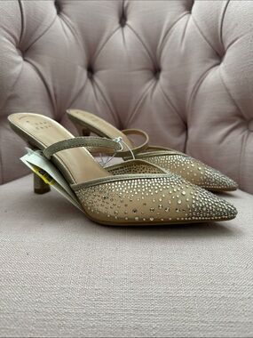 a new day Nude Rhinestone Pointed-Toe Slingback Mules